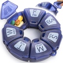 Round Weekly Pill Organizer, Seiko Kauçukized, Travel Pill Container 7 Day, 7 Büyük Karşılaştırmalar, Günlük Vitaminler ve Tamamlar için Büyük, Büyük Mektuplar ve Braille (Mavi)