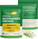NAD Supplement, Liposomal NAD+ Nicotinamid Riboside Resveratrol Destek Hücreleri Sağlığı, Stamina & Sağlıklı Ağlama - 80 Capsules