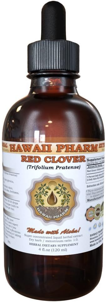 HawaiiPharm Red Clover Liquid Extract, Organic Red Clover (Trifolium Pratense) Tincture, Herbal Supplement, Made in USA, 2 fl.oz