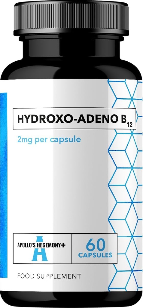 APOLLO'S HEGEMONY Hydroxo-Adeno 2 mg - Yüksek Abpsiyon Vitamin B12-60 Vegan Capsules - 2 Ay Supply - Red Blood Hücre Formasyon ve Vital Energy Levels