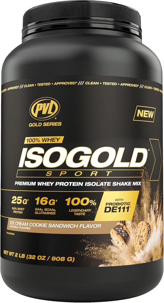 PVL Gold Series - 100% Whey ISOGOLD Spor - Premium Whey Protein Isolate Shake Mix - 2 LB - Buz Kremi