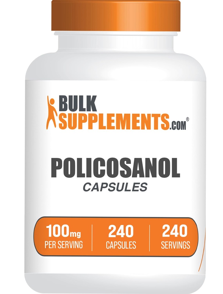 BulkSupplements.com Policosanol Capsules - from Sugar Cane, Policosanol 100mg - Gluten Free, 1 Capsule per Serving, 240 Capsules (Pack of 1)