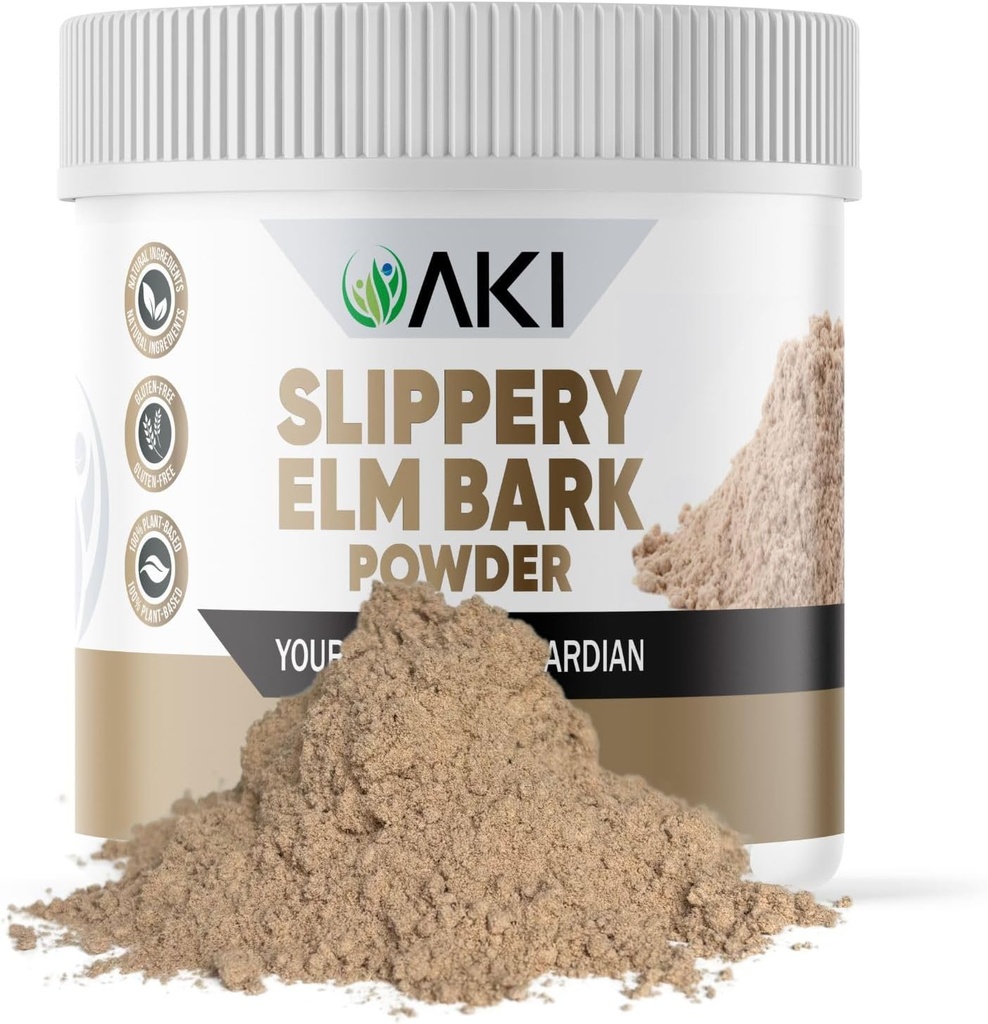AKI Terpery Elm Bark Toz - Bitki bazlı protein, Digestive Wellness & Throat Comfort - Vegan-Friendly, Gluten-Free, Non-GMO & Free from Yapay Katkılar (4oz/113g)