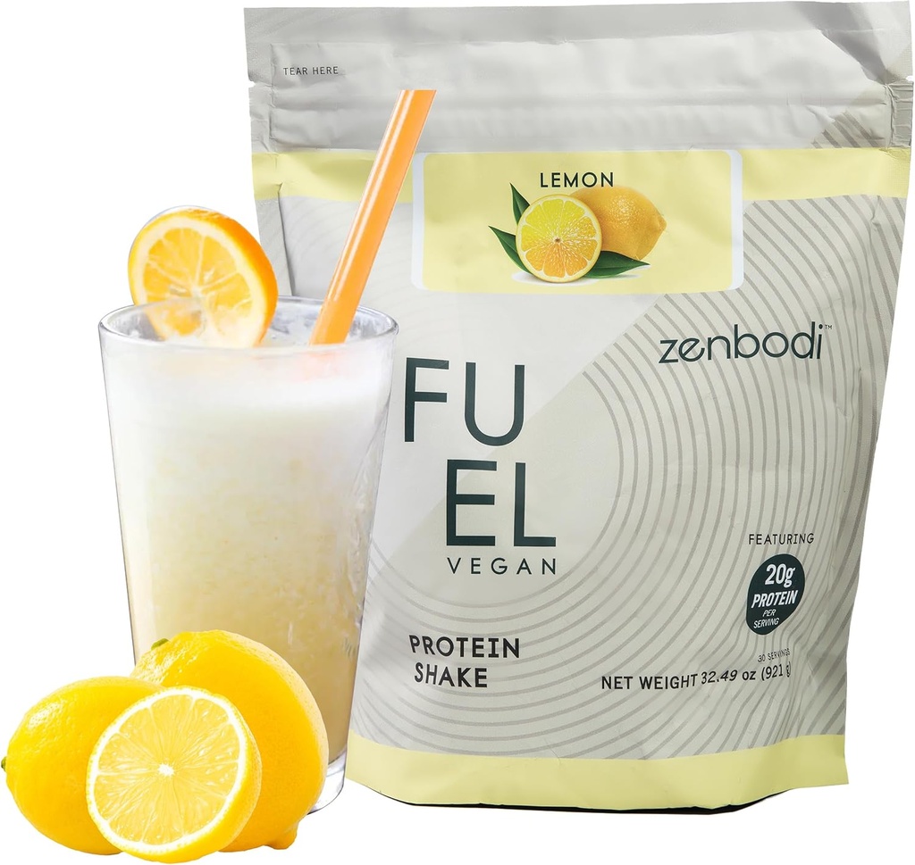 Yakıt Vegan Protein Toz Limonu - Protein Her Hizmetin 21g, Kas Büyümesi için Bitkiye Dayanmış Plastik, Vegan D3 ile, Yapay Flavors, Gluten-Free Flavors, Gluten-Free