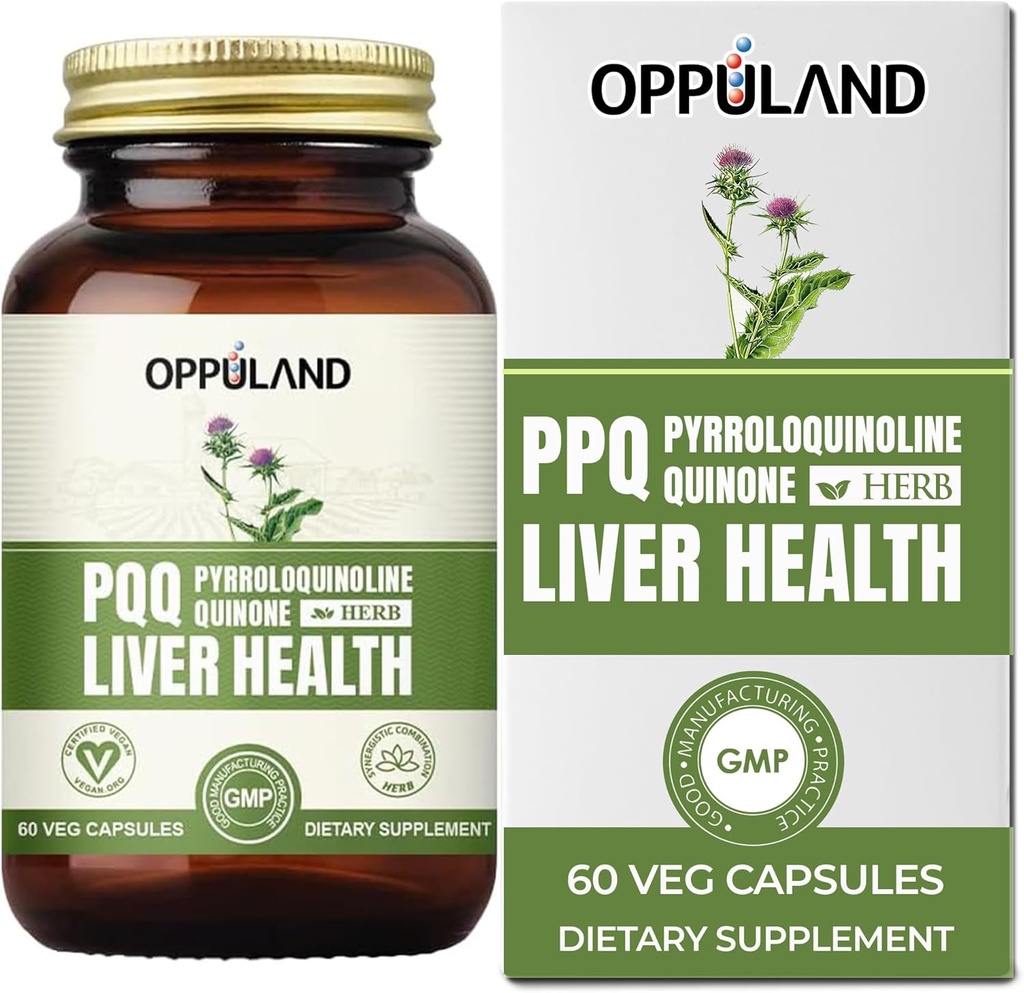 PQQ + Herbs Liver Supports-PQQ Liver Supplement-Pyrroloquinoline Quinone with Milk Thistle Extract for Liver Health-60 Veg Capsules