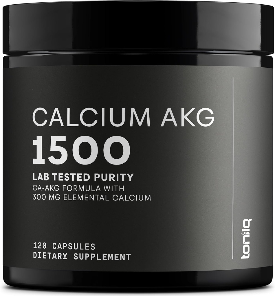 Toniiq 1500 mg Ultra Yüksek Saf Ca AKG Supplement - 99+ Yüksek derecede Purified and Bio availableuba Alfa-Ketoglutarate - Steel AKG Longevity Supplement - 120 Ca-AKG Vegetarian Capsules
