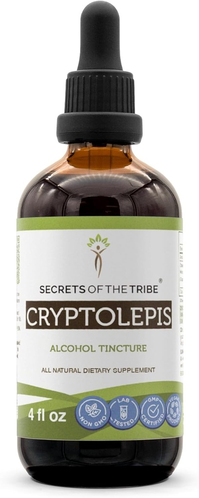 Μυστικά της φυλής Cryptolepis Βάμμα Αλκοόλ Εκχύλισμα, υψηλής ισχύος φυτικές σταγόνες, Βάμμα Κατασκευασμένο από Wildcrafted Cryptolepis Sanguinolenta 4 oz