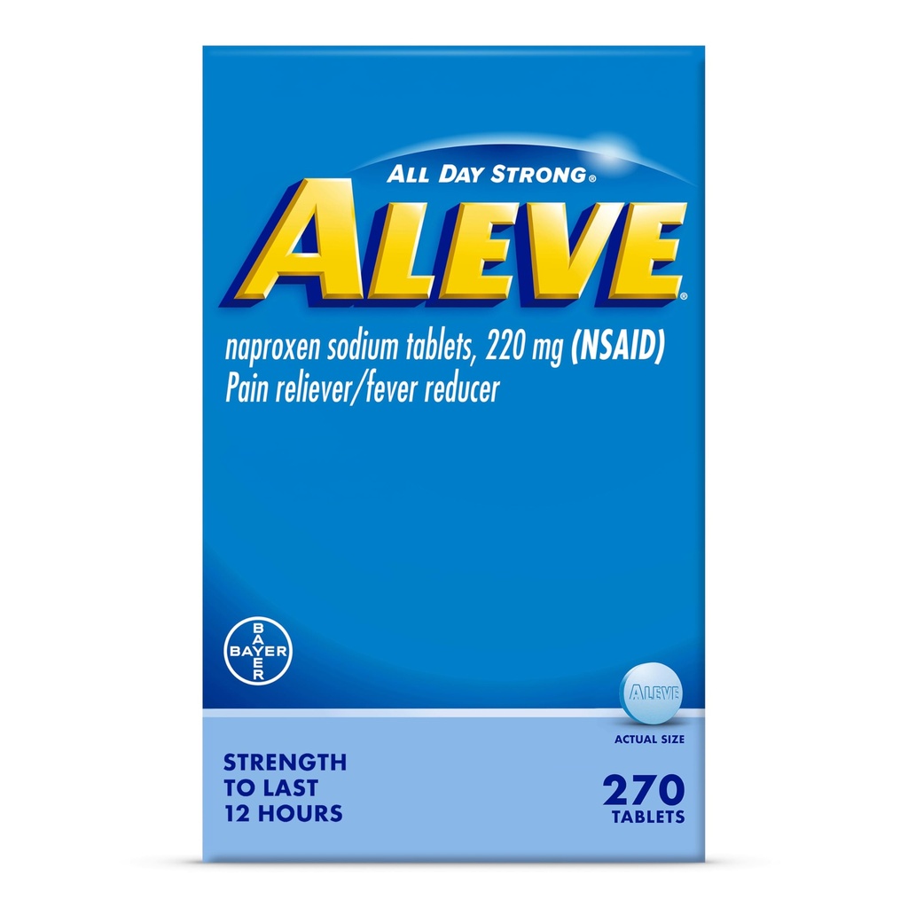 Aleve Ağrı Reliever & Ateşleme Tabletleri, Naproxen sodyum, Headache, Back and Body Pain Relief Medicine, 270 Kont