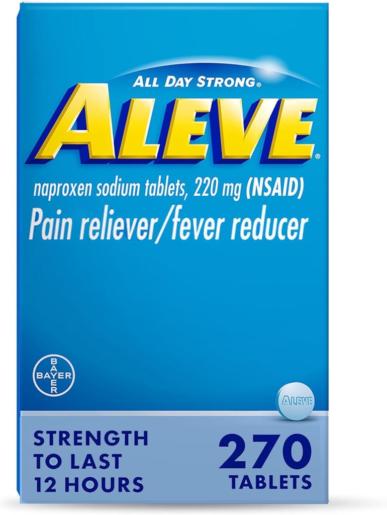 Aleve Pain Reliever & Fever Reducer Δισκία, Νάπροξεν Νάτριο, Πονοκέφαλος, Ιατρική ανακούφισης της πλάτης και του πόνου του σώματος, 270 Count