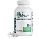 Bronson ψευδάργυρο τριπλό παιχνίδι 30mg τριπλή κάλυψη ανοσοποιητική υποστήριξη με οξικό ψευδάργυρο, Picolinate & Orotate - ανοσοποιητικό, αντιοξειδωτικό & υποστήριξη της υγείας του δέρματος - 250 κάψουλες χορτοφάγων