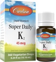 Carlson - Super Daily K2, 45 mcg Sıvı Vitamin K, Bone Health, K2 Vitamin, C Tamam, Vitamin K-2 MK7, Unflavored, 360 Drops (10.16 mL)