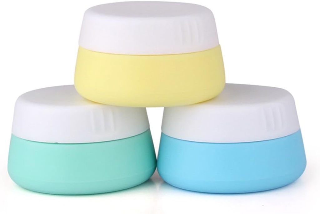 EZY DOSE Silikon Jar, Multi-Purpose Travel-Sized Container, Washable ve Reusable, Versatile ve Dayanıklı Konteyner Depolama, Jeweller Organizer, Blue, Sarı ve Yeşil, Ted Free, 3-Pack