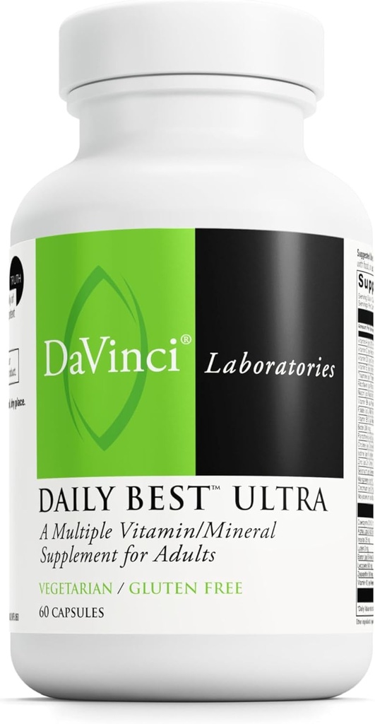 DAVINCI Laboratuvarları Günlük En İyi Ultra - Kardiovasküler Sağlık, Fat Metabolism ve Bone Health* - B Vitaminleri, Mineraller, Choline, CoQ10, Boron, Lycopene - 60 Vegetarian Caps