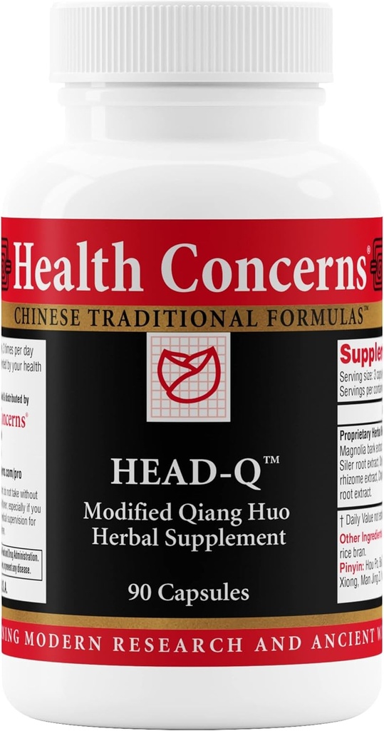 Υγεία Ανησυχίες Head-Q – Βότανο συμπλήρωμα για την ένταση & Sinus Πονοκέφαλος Υποστήριξη – Qiang Huo Chinese Herbal Formula με Magnolia, Chaste Tree, Turmeric – Υποστήριξη κυκλοφορίας – 90 κάψουλες