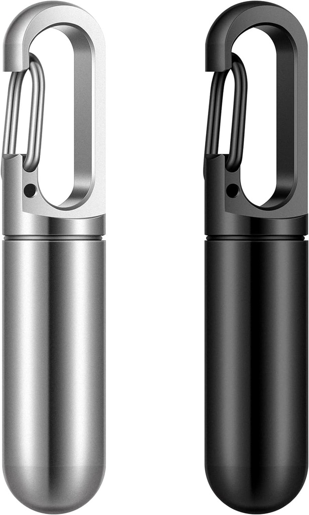 Vesici 2 Bilgisayarlı Pill Case Pocket Metal Pill Holder for Men Women Mini Sualtı Seyahat Capsules Case Small Şişe Konteyner for Outdoor Travel Pocket Purse, Black and Sliver, 7.8 Grams