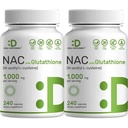 2 Pack NAC Supplement (N-Acetyl Cysteine) 1000 mg Aztathione, 480 Capsules