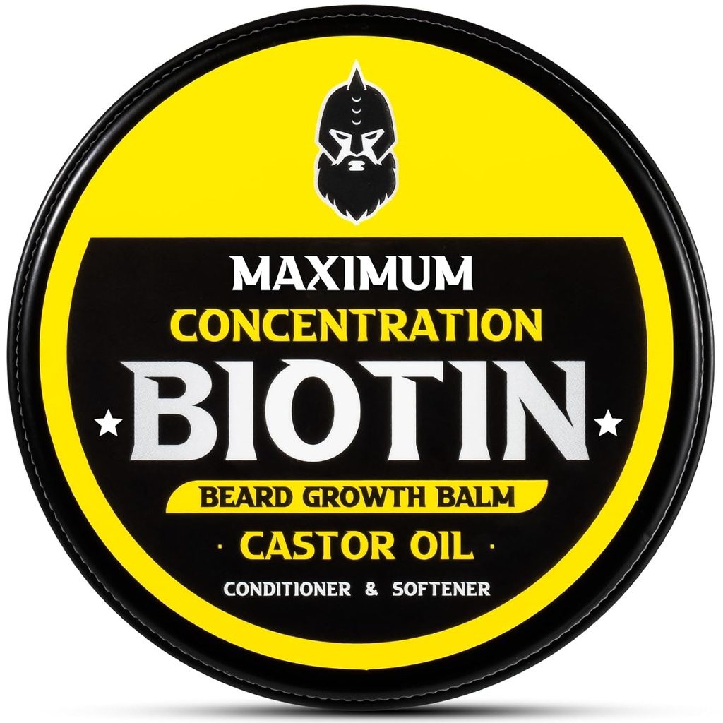 Beard Balm, μέγιστη συγκέντρωση BIOTIN, με Castor Oil και Argan & Jojoba Oils, προωθεί την ανάπτυξη, στυλ, ενισχύει & μαλακώνει Beards & Mustaches, 2 ουγγιά, Sandalwood