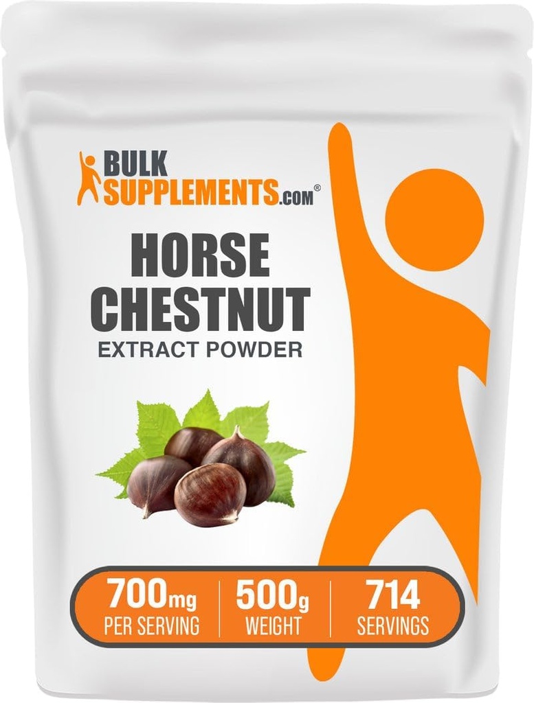 BulkSupplements.com Horse Chestnut Extract Powder - Horse Chestnut Supplement, Herbal Supplement - Χωρίς γλουτένη, 700mg ανά Σερβίρισμα, 500g (1.1 lbs) (Συσκευή των 1)