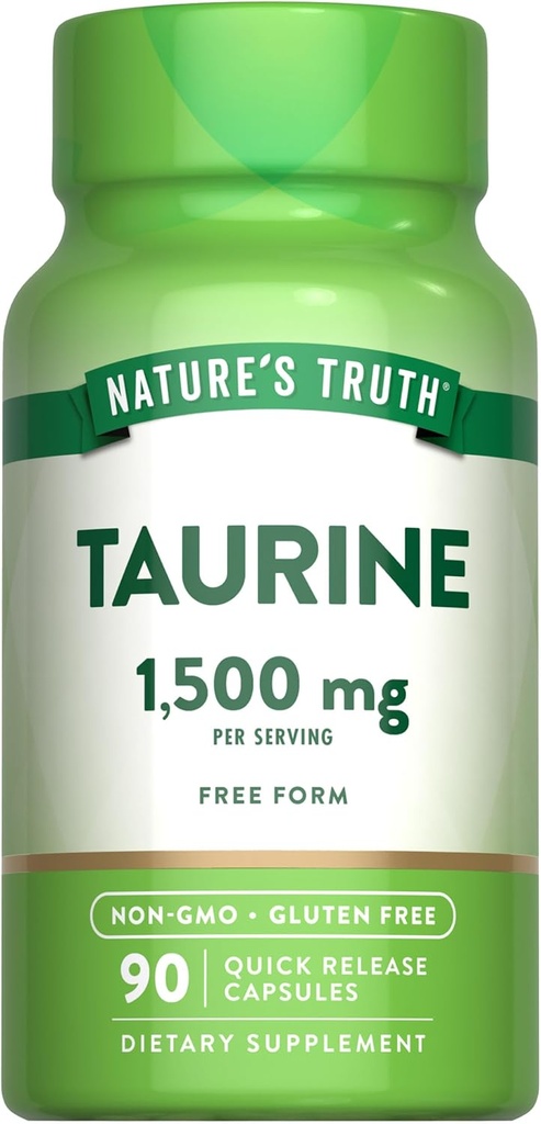 Nature's Truth Taurine Supplement | 1500mg | 90 Capsules | Non-GMO & Gluten Free Amino Acid Supplement