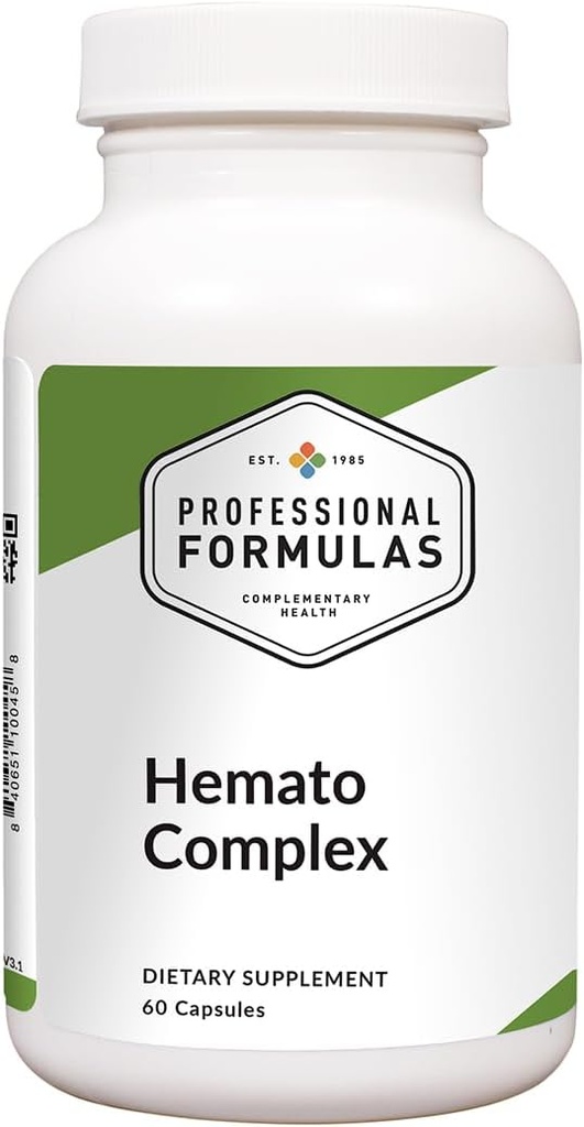 Profesyonel Formulaler Hemato Kompleksi – Liver & Spleen Glandular, Iron, B Vitaminleri, Folate & Astragalus – Red Blood Hücre Formasyon & Enerji – 60 Capsules