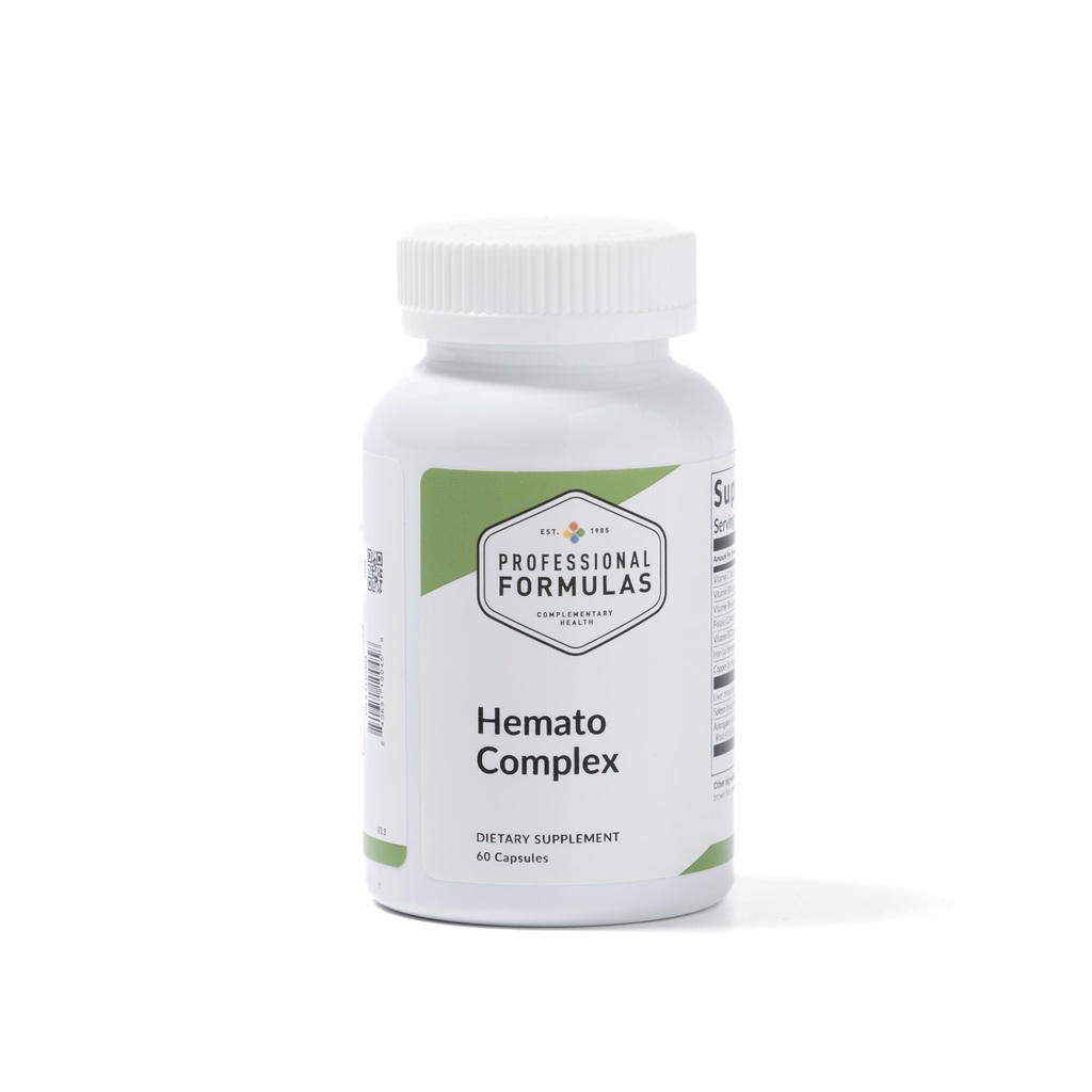 Profesyonel Formulaler Hemato Kompleksi – Liver & Spleen Glandular, Iron, B Vitaminleri, Folate & Astragalus – Red Blood Hücre Formasyon & Enerji – 60 Capsules