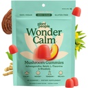 Plant People WonderCalm Mushroom & Ashwagandha Gummies - Natural Calm Gummies to Ease Stress & Boost Mood for Adults Without Sugar, Gluten or Artificial Colors, Vegan-Friendly, Peach Flavor, 60 Count