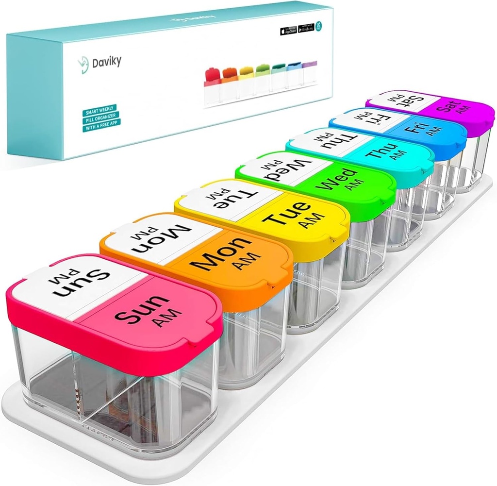 Daviky Extra Large Pill Organizer 7 Day, XL Weekly Pill Box 2 φορές την ημέρα, AM PM Medicine Pill Organizer for Supplement, Big Daily Pill Case with Large Container to Hold Vitamins and Medications