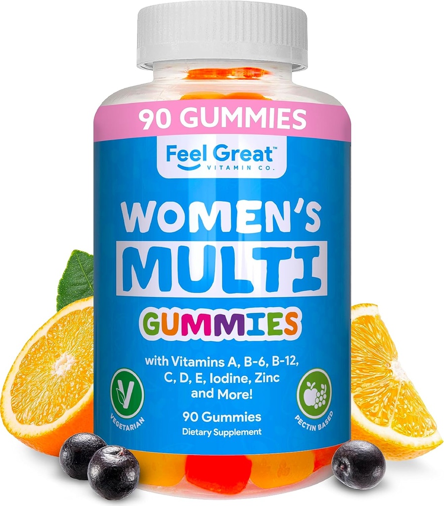 Büyük Vitamin Co'yu hissederek Kadınlar için Çokvitamin Gummy | Vitamin A, B-6, B-12, C, D, E, Biotin, Choline, Folic Acid, çinko & More
