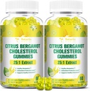 (2 Packs) Şeker Ücretsiz Citrus Bergamot Gummies for Health Cholesterol - Tüm Doğal Supplements 25:1 İtalya'dan Bergamot Supplement için Immune Desteği Sağlıklı Anti-Aging Sugar-Free P Veganectin