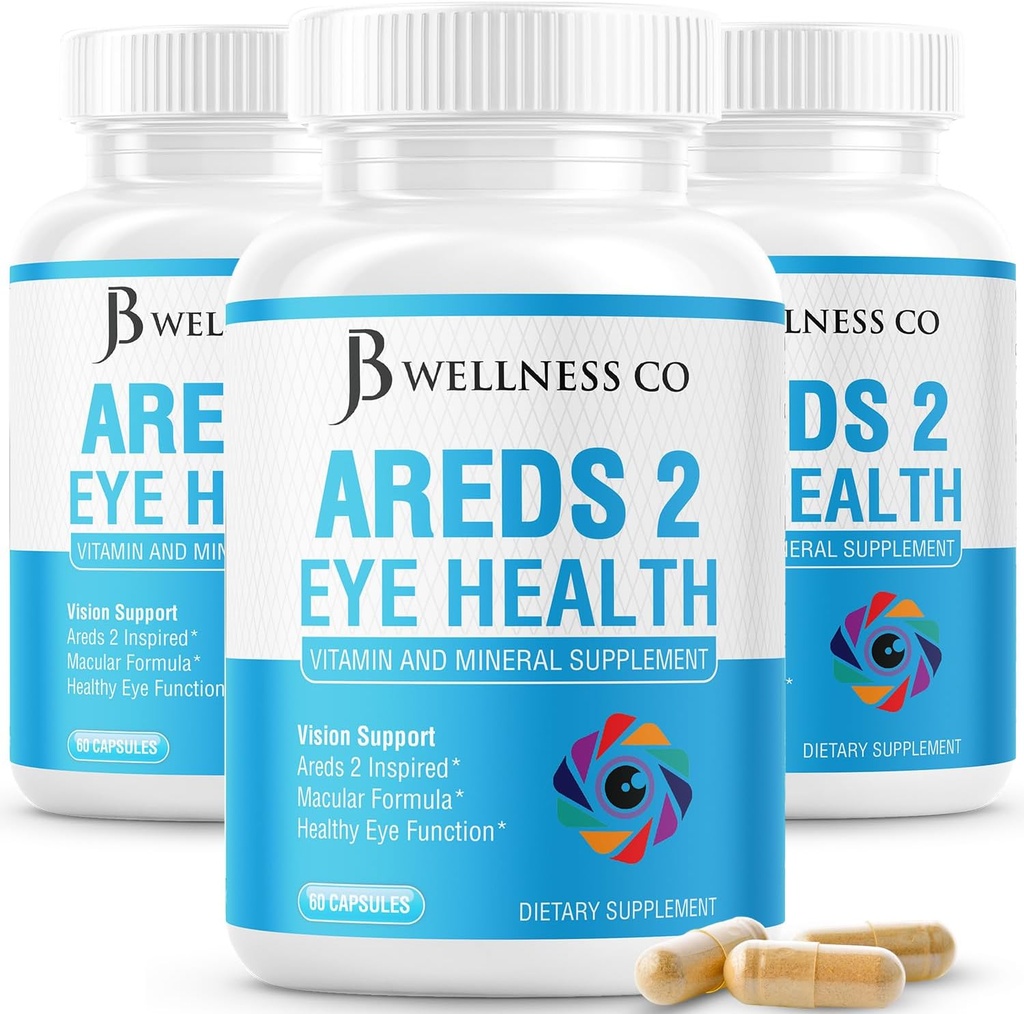 JB Wellness AREDS 2 Eye Vitamin & Mineral Supplement, Contains Lutein, C vitamini, Zeaxanthin, çinko & Vitamin Geliştirilmiş Vizyon Tamam - 180 Sayı
