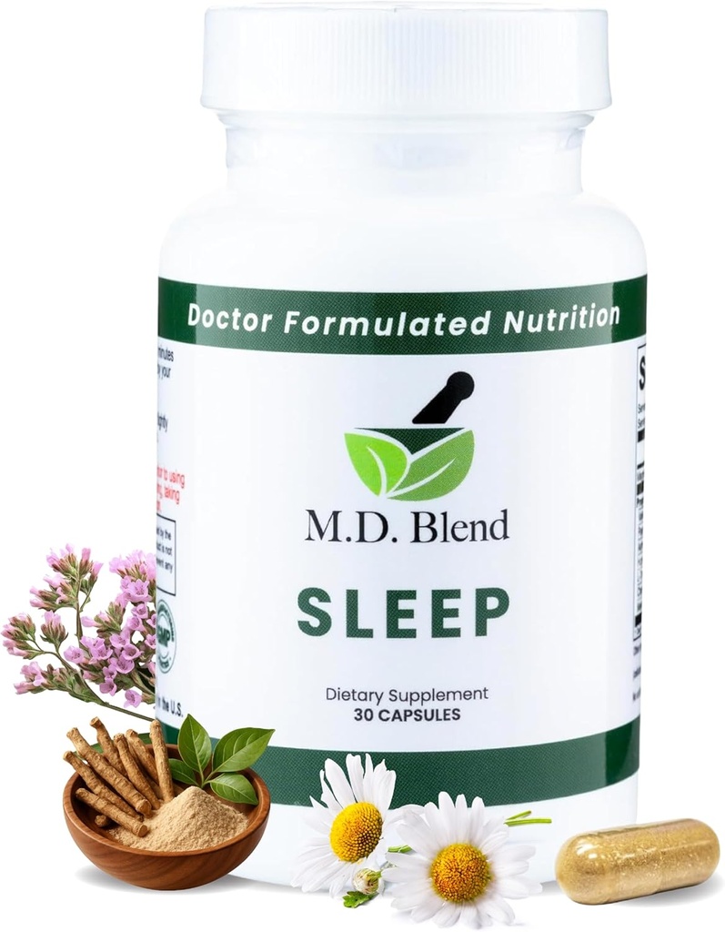 Uyku - L-Theanine ile Doğal Tamam, Ashwagandha, Magnezyum, Valerian Root, Melatonin - Rejuvenating için Formula - 30 Capsules