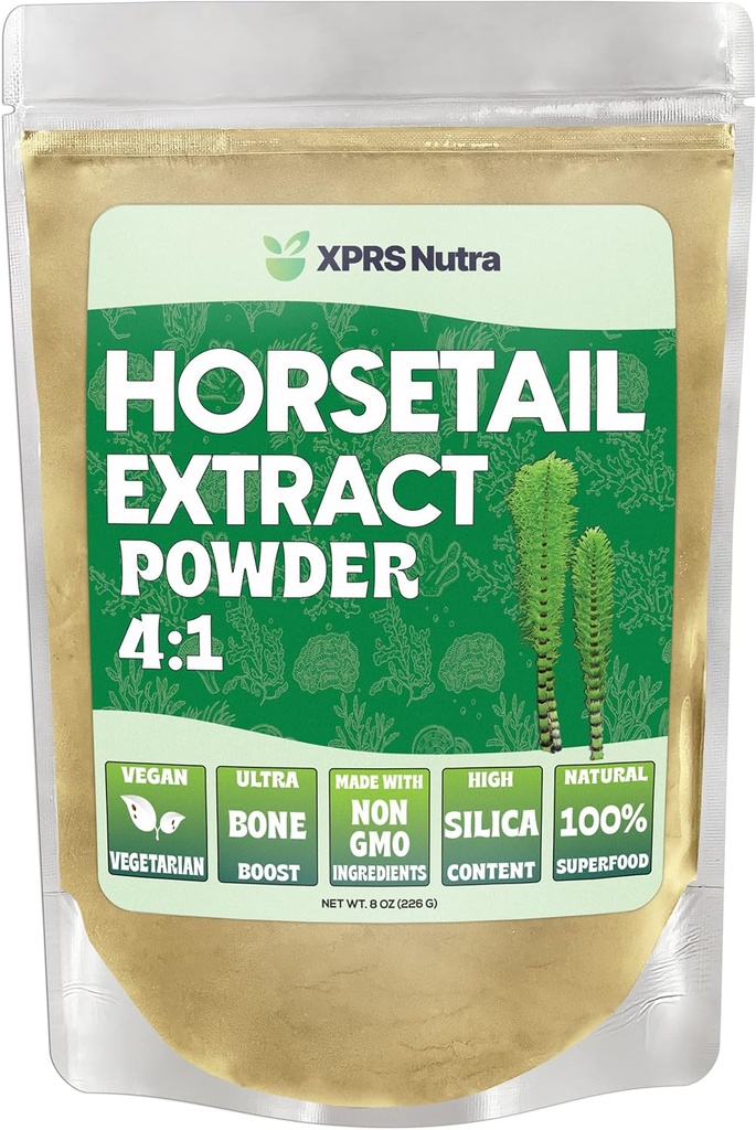 XPRS Nutra Attail Saç, Nails ve Bones için Toz - Yüksek Potency Horsetail Root Toz - Maksimum Sonuçlar için Yüksek Silica İçerik - Vegan Dostu Horstail Ekstraksiyon (8 oz)