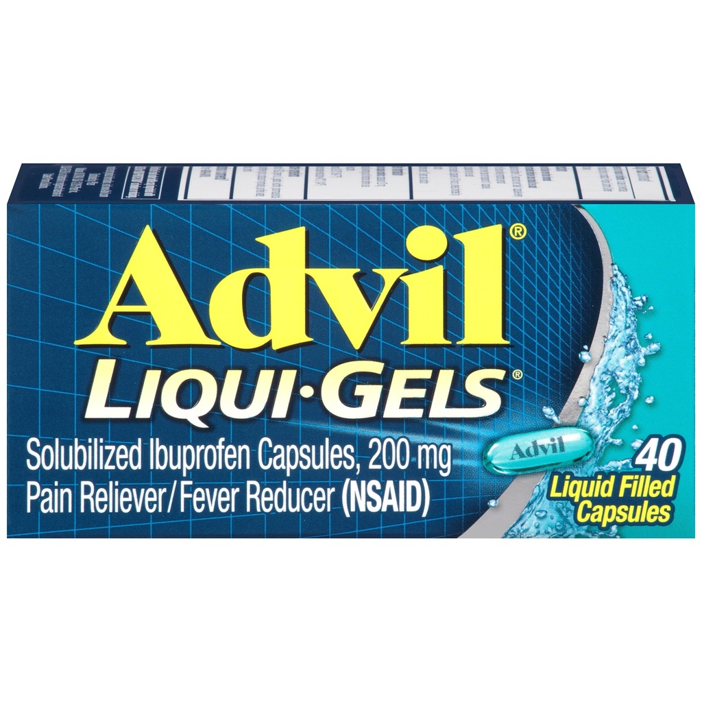 Advil Liqui-Gels Pain Reliever Ve Ateşi, Ağrı Tıp Ibuprofen 200 mg For Headache, Backache, Menstrual Pain And Joint Pain Relief - 40 Liquid Filled Capsules