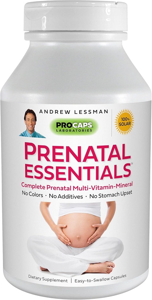 ANDREW LESSMAN Prenatal Essentials 180 Capsules - Kadınlar için Prenatal Vitaminler Tamamlayıcılar, Kadınlar Için Çokvitaminler, Kadınlar Prenatal, Postnatal-Methylfolate Prenatal ile Demirel