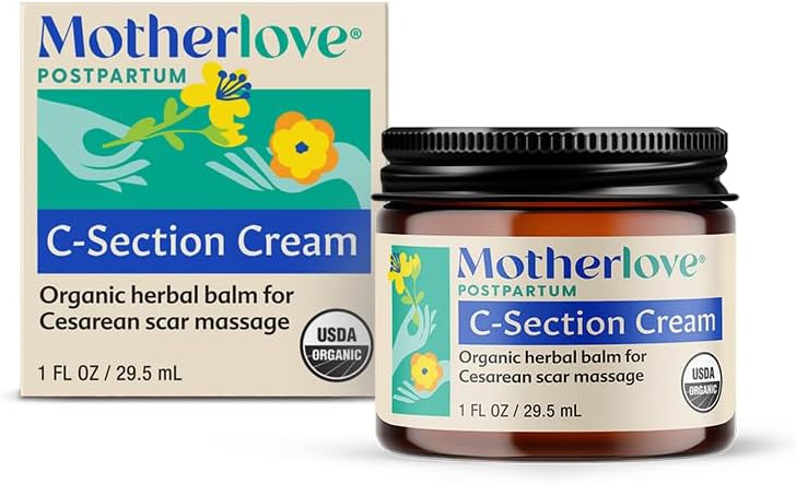 Motherlove C-Section Cream (1oz) Organik Herbal Nourishing Scar Cream – Soothes Discomfort While Minimizing Görünüm & Reducing Scar Tcon Build-up –Non-GMO, Cruelty-Free-Free