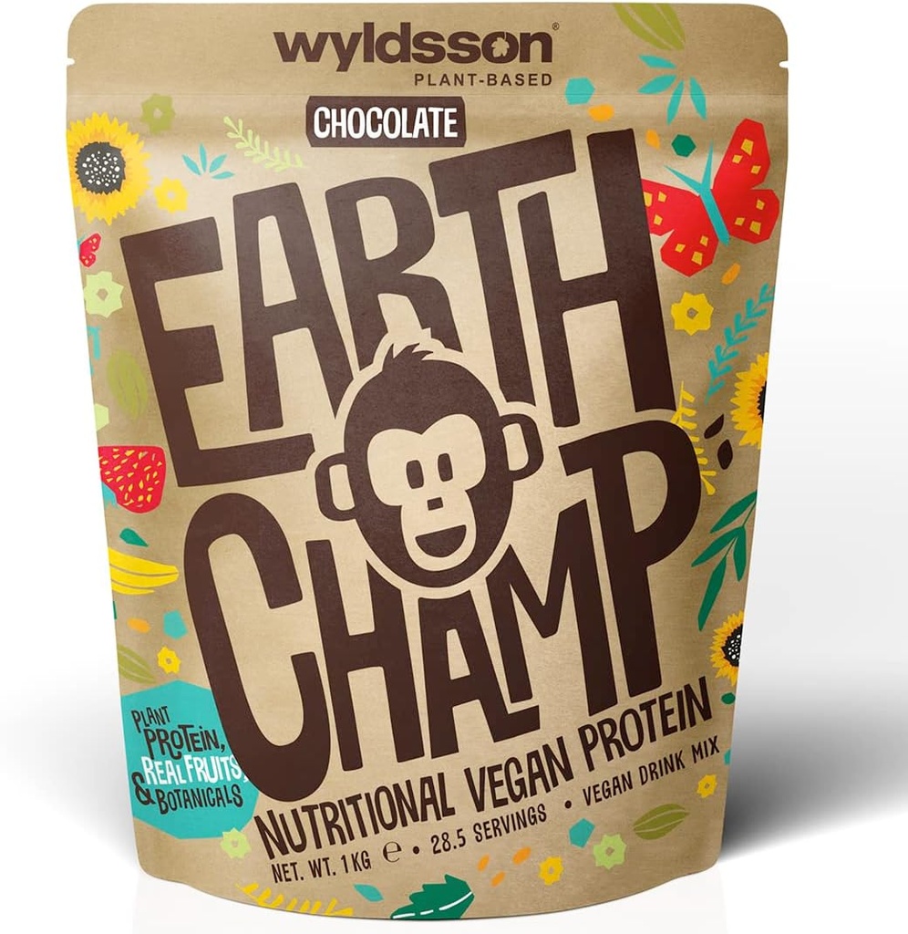 Vegan Protein Tozları (1kg) - 28 Hizmet - Dünya Wyldsson - Plant Based Chocolate Protein Toz Shake - Süt Free - Lactose Free (Choc)