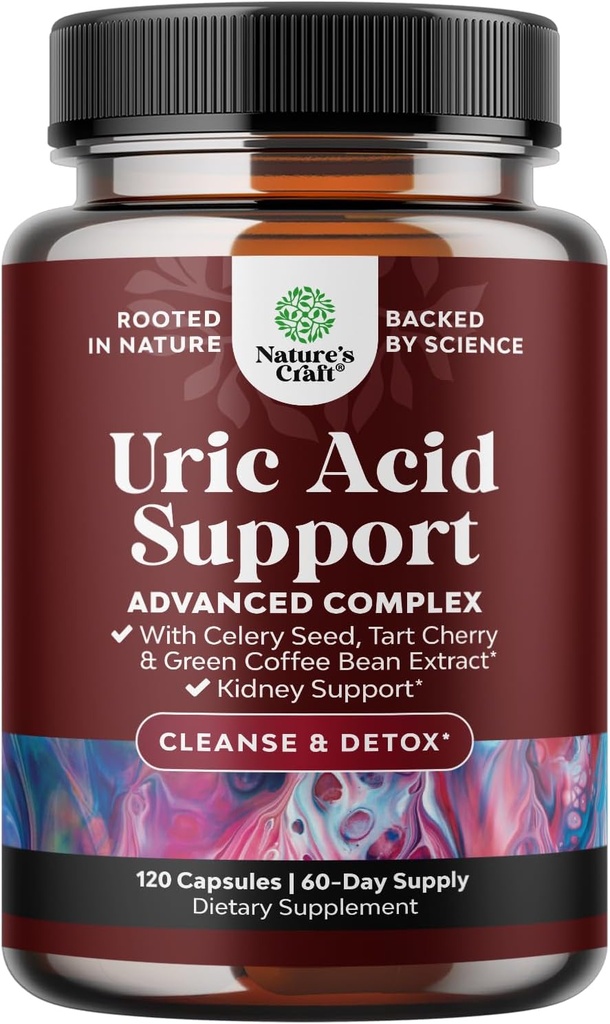 Green Coffee Bean Uric Acid Cleanse & Detox - Green Coffee Beans with Turmeric, Tart Cherry & Celery Seed for Yetişkinler - Daily Uric Acid Flush for Commons Support & Kidney Cleanser - 120 Ct