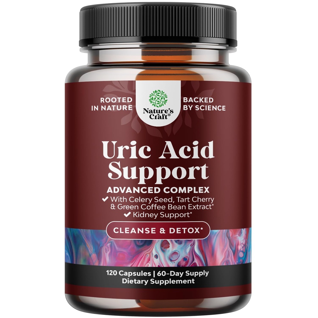 Green Coffee Bean Uric Acid Cleanse & Detox - Green Coffee Beans with Turmeric, Tart Cherry & Celery Seed for Yetişkinler - Daily Uric Acid Flush for Commons Support & Kidney Cleanser - 120 Ct