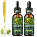(2 Pack) Soursop Graviola Υγρές σταγόνες 2000mg, 98% Απορρόφηση για την υποστήριξη & αναγέννηση κυττάρων, ανοσοενισχυτικό, συκώτι, βοτανική καλοσύνη, bitters Soursop Liquid-sugar/Gluten Free, Φυσική Γεύση, 4 Fl Oz