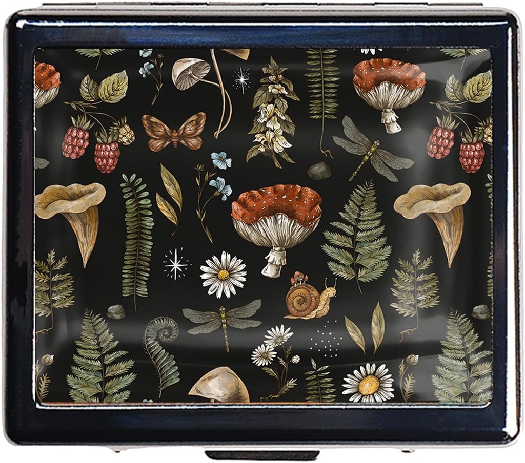 7 ημέρες Chromed Silver Hill Organizer με καθρέφτη μέσα έχει 8 ξεχωριστά διαμερίσματα Ορθογώνιο 7 ημέρες Pill Box Pill περίπτωση (Autumn Harvest Woodland Μανιτάρια)