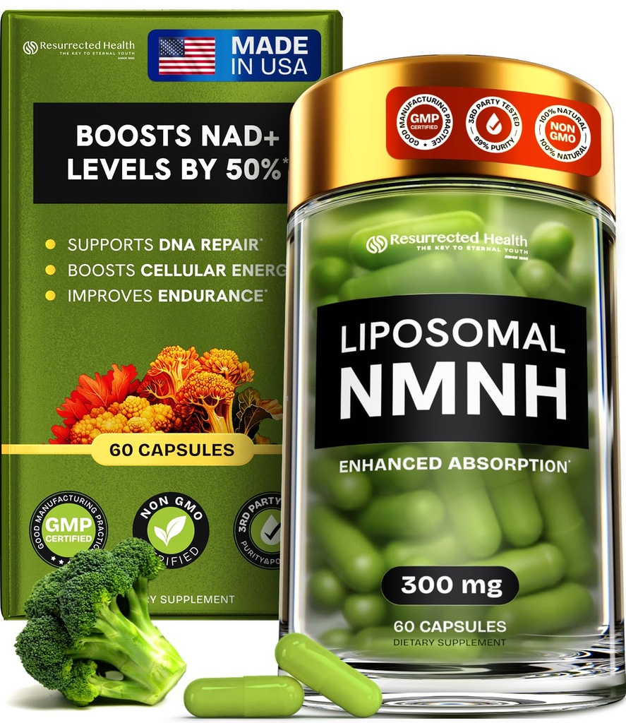 Liposomal NMNH Supplement (Διυδρονικοτιναμίδιο Μονονουκλεοτίδιο) - Υψηλή καθαρότητα NAD για την καταπολέμηση της γήρανσης, την ενέργεια, την εστίαση - Καθαρή NMNH οργανικά 60 κάψουλες - 300mg