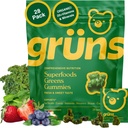 Gruns Yetişkinler Super Greens Multivitamin Gummies, Superfood Vitamin Gummy Bears with Spirulina, Chlorella, Prebiyotik Fiber for Digestive Health, Adaptogens Supplement, 20 Vitamins & Minerals, 28 Kont