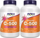Şimdi Tamamlar, C-500, Antioksi Koruma *, Orange Juice Flavor, 100 Chewable Lozenges (Pack of 2)