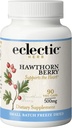 Eclectic Institute Raw Fresh Freeze-Dried Non-GMO Hawthorn Berry | Cardiovascular Destek | 90 CT (500 mg)