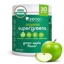 Zena Nutrition Organic Super Greens Powder, 70+ Superfoods, 0 Ζάχαρη, 3G Fiber, Spirulina, Chlorella, Αντιοξειδωτικά, Προβιοτικά/Προβιοτικά, Digestive Enzymes, Green Apple, 30 Μερίδες