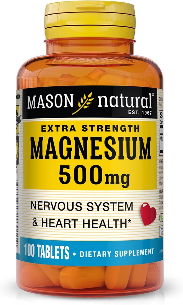 Mason Natural Magnezyum 500 mg Ekstra Güçlü, 100,Day Supply, 1 Pack