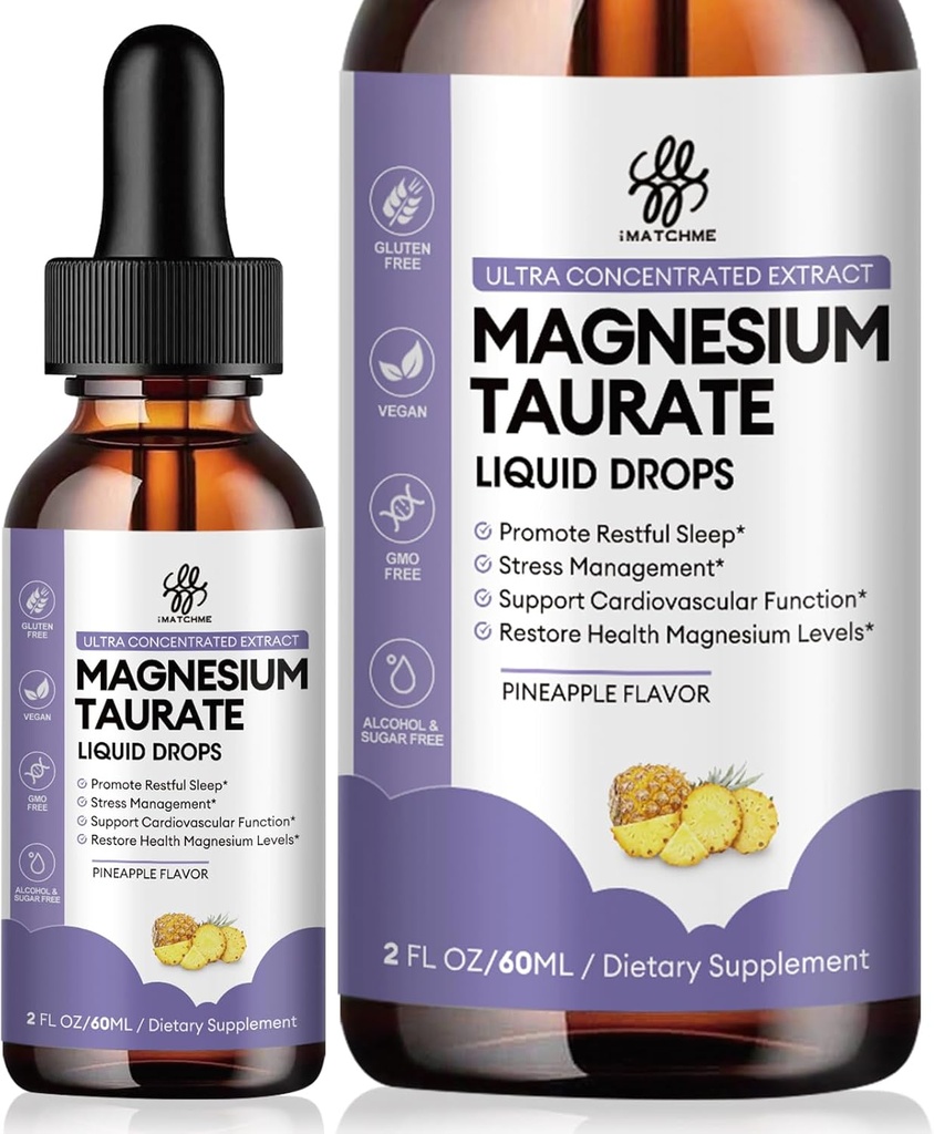 Muscle Function, Nerve and Heart Health Support, High Abors Magnezyum Supplement with B6, CoQ10, Vegan, Non-GMO, Gluten/Sugar Free Pineapple Flavor, 2 Fl Oz