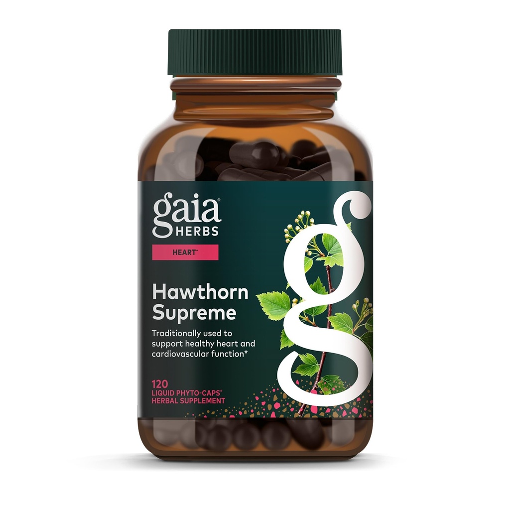 Gaia Herbs Hawthorn Supreme - Hawthorn Berry Supplement - Herbs Geleneksel olarak Kalp Sağlığını Desteklemek için kullanılır * - 120 Vegan Sıvı Phyto-Capsules (60-Day Supply)