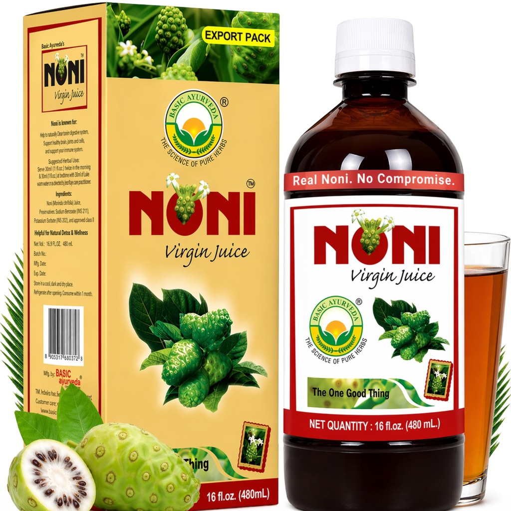 BASIC AYURVEDA Noni Virgin Meyvesi | 16.23 Fl Oz (480 ml) | Saf & Organik Ayurvedik Suyu Sağlık ve Sağlık ve Sağlık için Sağlık ve Sağlık için Sağlık ve Sağlık