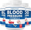 [3-Bottle X 150 Caps] Longevity Blood Basınç Formula -Scientifically Hawthorn & 12++ ile formüle edilmiştir Kalite Doğal Herbs